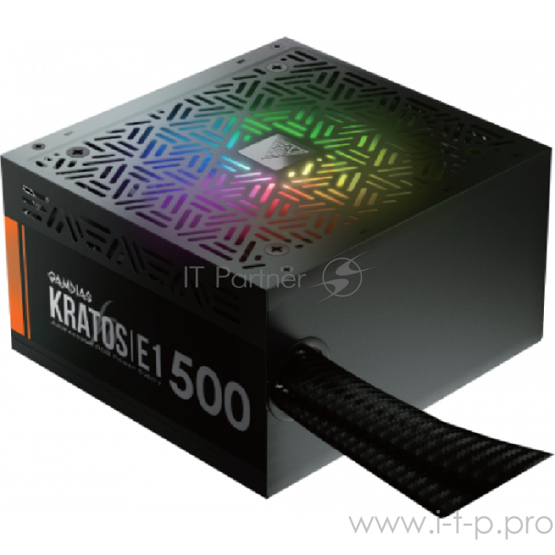 Игровой блок питания Gamdias KRATOS E1-500 чёрный (500 Вт, PCIe-2шт, ATX v2.31, RGB 120mm Fan, 80 Plus)