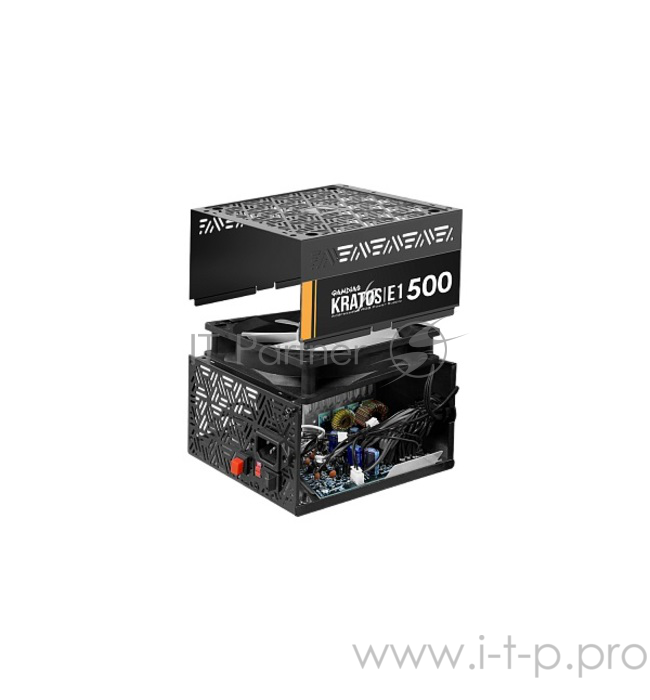 Игровой блок питания Gamdias KRATOS E1-500 чёрный (500 Вт, PCIe-2шт, ATX v2.31, RGB 120mm Fan, 80 Plus)