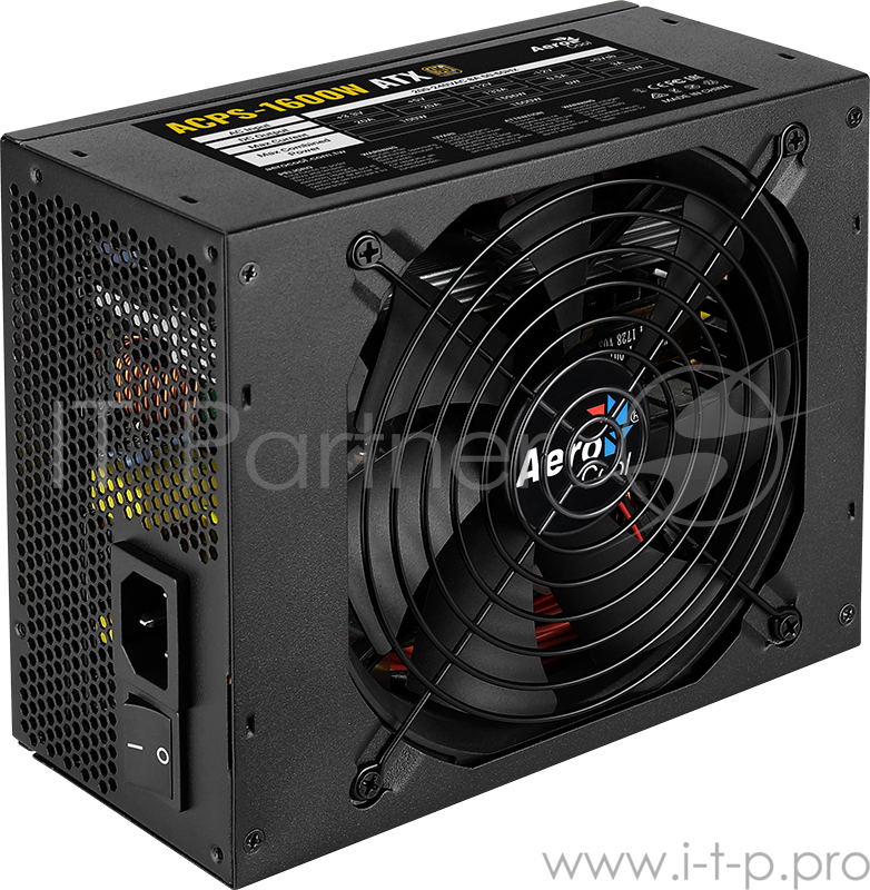 Блок питания для майнинга Aerocool 1600W Retail ACPS-1600W для VGA , ATX, A.PFC, КПД >87%, 20+4P*1, 4+4P*1, PCIe 6+2P*12, PATA*5, SATA*7, fan 14cm
