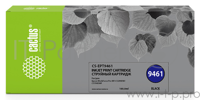 Картридж струйный Cactus CS-EPT9461 черный (180мл) для Epson WF-C5290DW/WF-C5790DW
