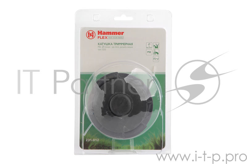 Катушка триммерная тип 1225 Hammer Flex 231-012 M8 винт, диаметр лески - до 3мм, резьба левая