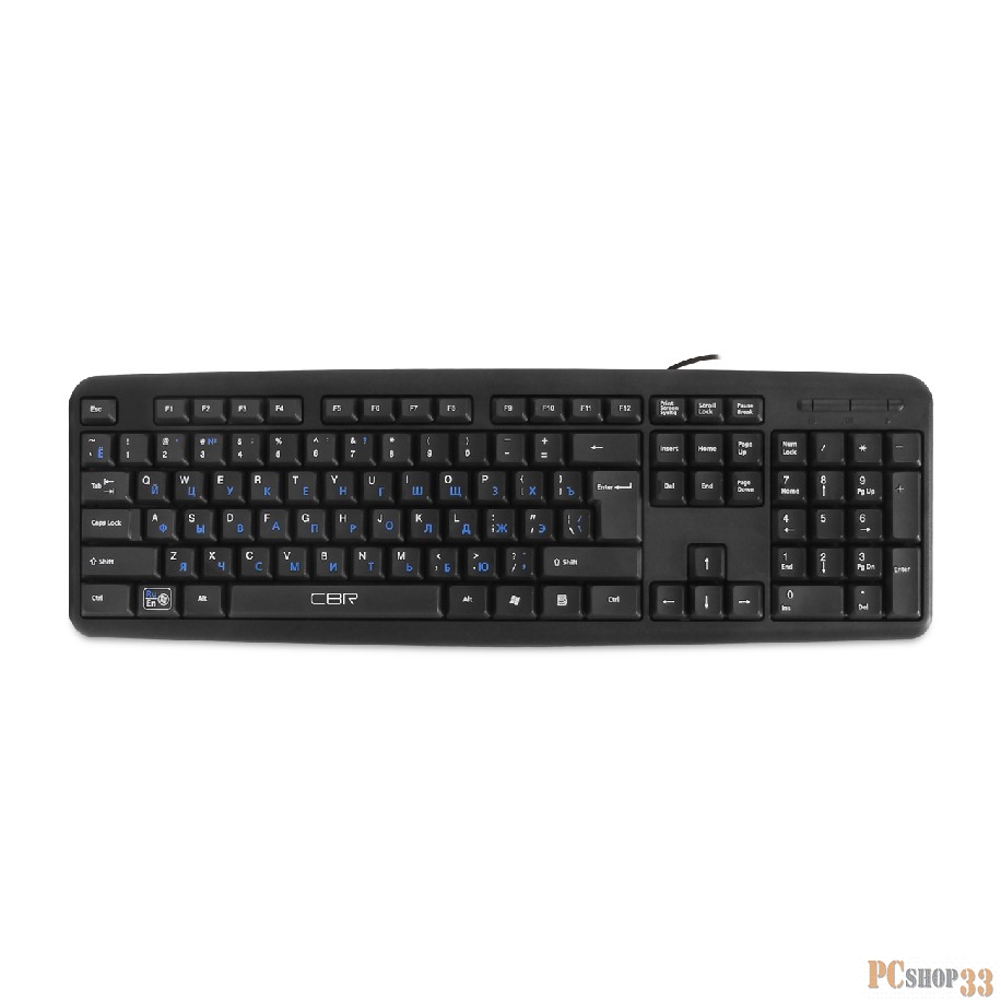 Клавиатура CBR KB 109 Black USB {Клавиатура, 104 кл., офисн., переключение языка 1 кнопкой (софт), USB. Длина кабеля 1,8м}