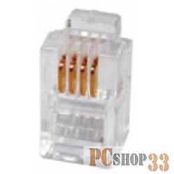 Коннектор Neomax Коннектор телефонный RJ11, 4P4C (100 шт.) 4P4CGF11N2