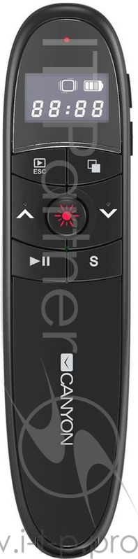 Беспроводной презентер CANYON CNS-CP03, 2.4Ghz laser wireless presenter, red laser indicator, LCD display timer, Black