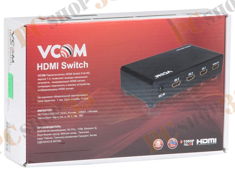 Переключатель HDMI VCOM DD434, 4 порта