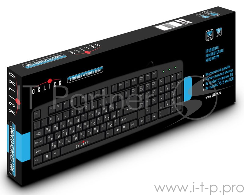 Клавиатура Oklick 100M черный PS/2