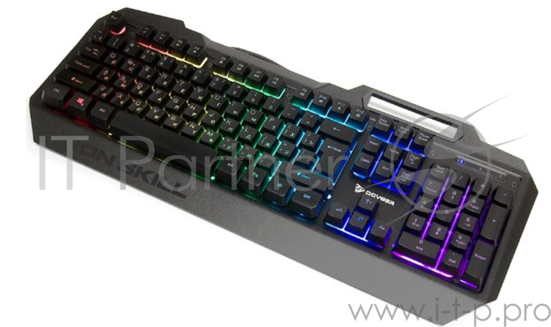 Клавиатура игровая QCYBER IRON SKILL (QC-03-008DV03) RGB подсветка, металл. корпус, подсветка двух шрифтов, держатель для телефона, тканевый кабель.