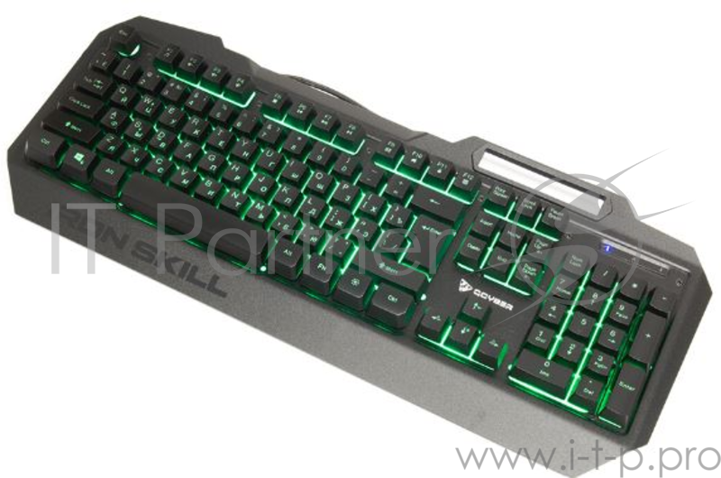Клавиатура игровая QCYBER IRON SKILL (QC-03-008DV03) RGB подсветка, металл. корпус, подсветка двух шрифтов, держатель для телефона, тканевый кабель.