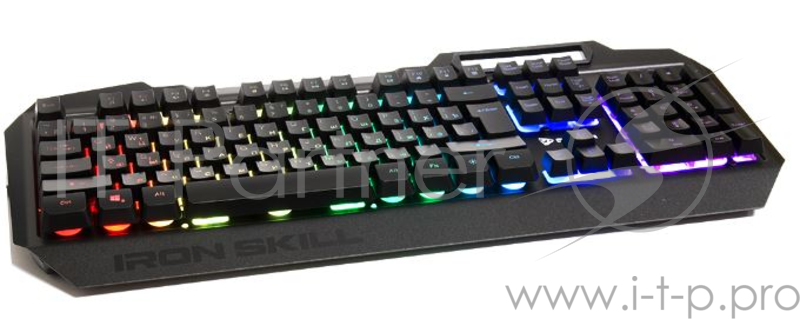 Клавиатура игровая QCYBER IRON SKILL (QC-03-008DV03) RGB подсветка, металл. корпус, подсветка двух шрифтов, держатель для телефона, тканевый кабель.