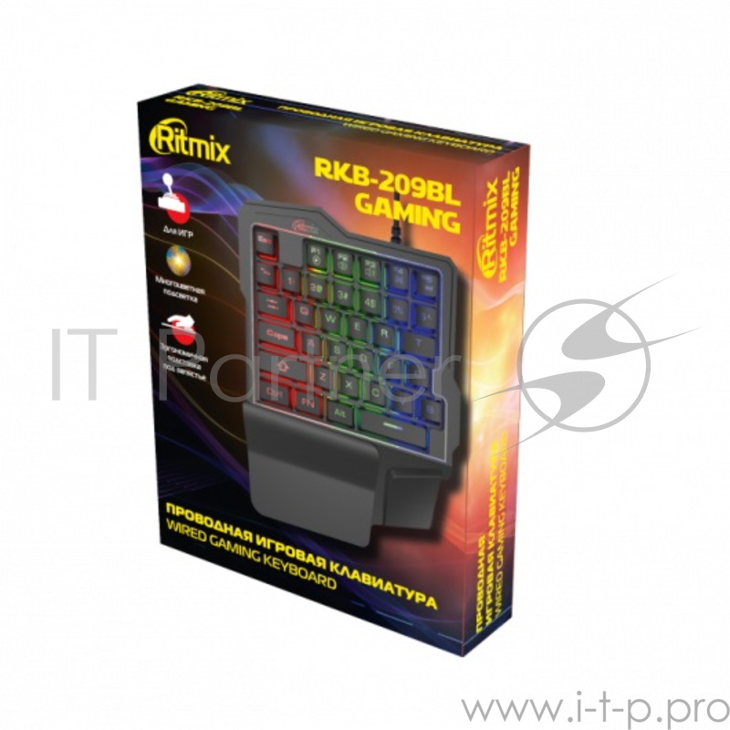 Клавиатура (игровой блок) RITMIX RKB-209 BL Gaming, КЛ:35, кабель 150 см, USB, многоцветн. подсветка