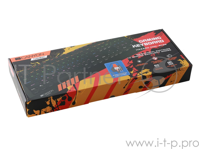 Игровая клавиатура CANYON Hazard CND-SKB6-RU чёрная (Canyon blue swithes, USB, RGB подсветка, DS2CNDSKB6RU)