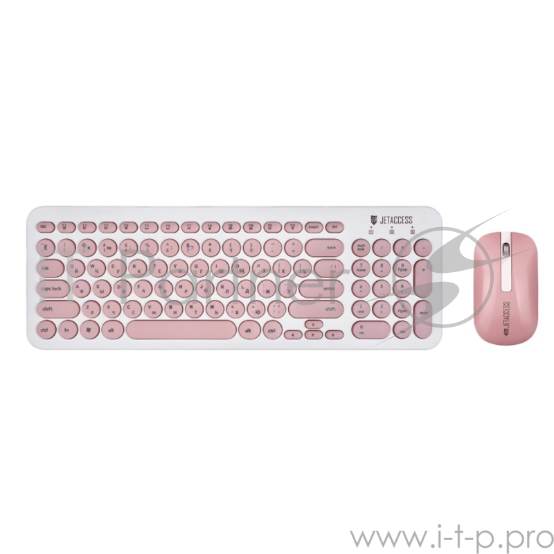 Беспроводной набор мультимедийной слим-клавиатуры и мыши Jet.A SlimLine KM30 W,1xUSB ин,бело-розовый