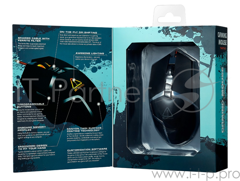 Мышь проводная Canyon Tantive, 4800dpi, USB, Черный CND-SGM4E