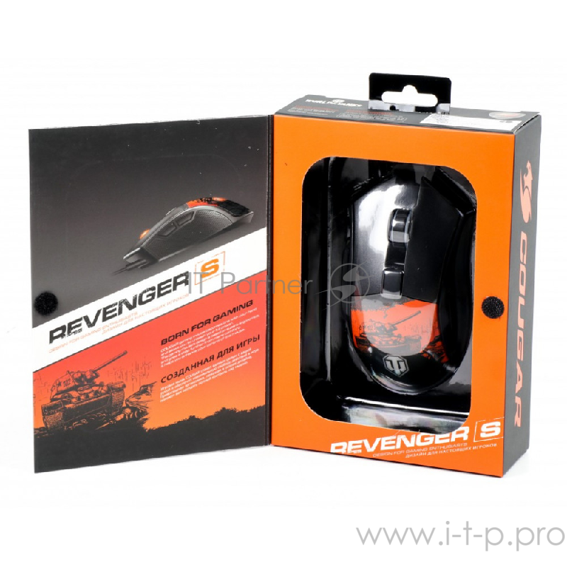 Мышь Cougar Revenger S (WORLD of TANKS) (оптическая, 6 кнопок, 12000 dpi, USB, RGB подсветка, черная)