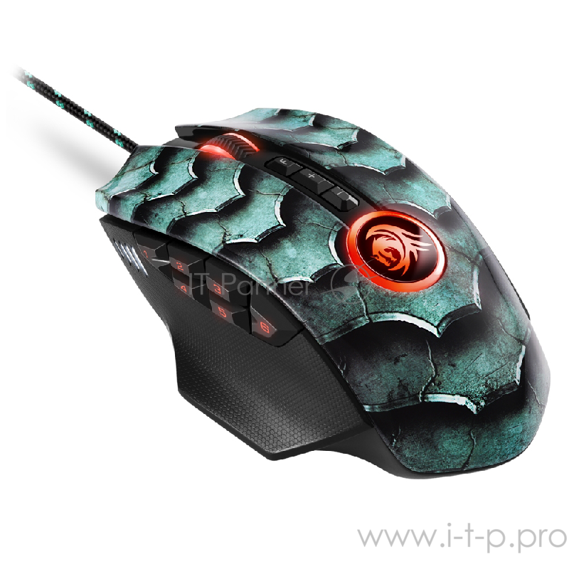 Игровая мышь Sharkoon Drakonia II Green (12 кнопок, 15000 dpi, USB, RGB подсветка)
