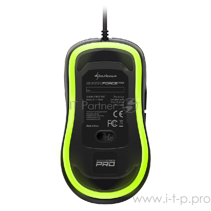 Игровая мышь Sharkoon SHARK FORCE PRO green (6 кнопок, 3200 dpi, USB)