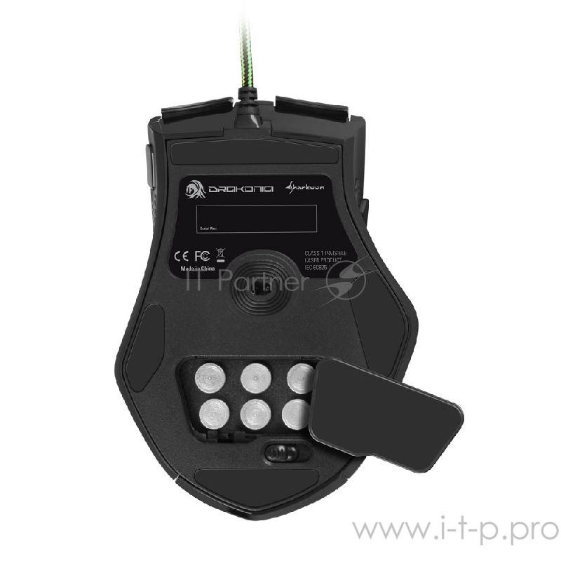 Игровая мышь Sharkoon Drakonia (11 кнопок, 5000 dpi, USB, зелёная подсветка)