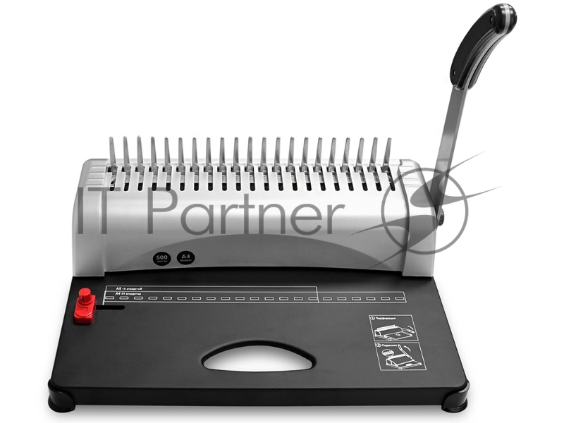 Брошюровщик ГЕЛЕОС БП-13 на пластиковую пружину, А4, ручная перфорация 13 листов, переплет макс до 500 л., глубина перфорации 3,5-5,5 мм