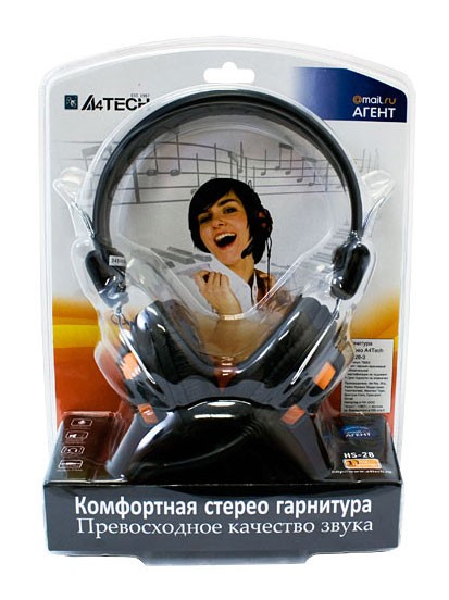 Наушники A4Tech HS-28-3 567949 orange/Black {Гарнитура стерео} 1.8 м