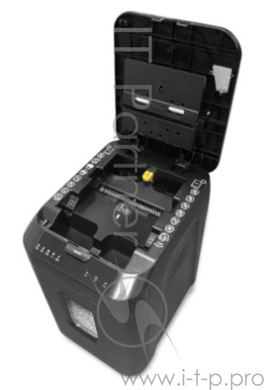 Шредер ГЕЛЕОС АП40-4, DIN P-4 (4 ур-нь секр.), фрагмент 3,9х12мм, АВТОПОДАЧА 170 лист (70г/м2), пл.карты/скрепки/скобы, 37 литров