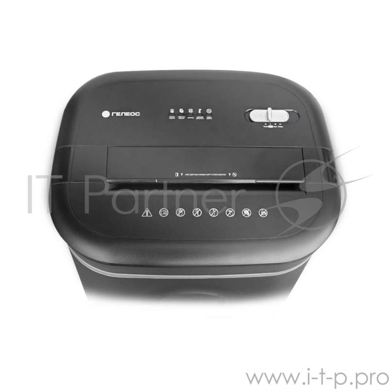 Шредер ГЕЛЕОС УМ28-4, DIN P-4 (4 ур-нь секр.), фрагмент 3,9х30мм, 19-21 лист (70г/м2), CD/пл.карты/скрепки/скобы, 28 литров