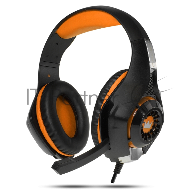 Наушники CROWN CMGH-102T Black&orange (Подключение USB, встроенная аудио карта, Частотныи? диапазон: 20Гц-20,000 Гц ,Кабель 2.1м,Размер D 250мм)