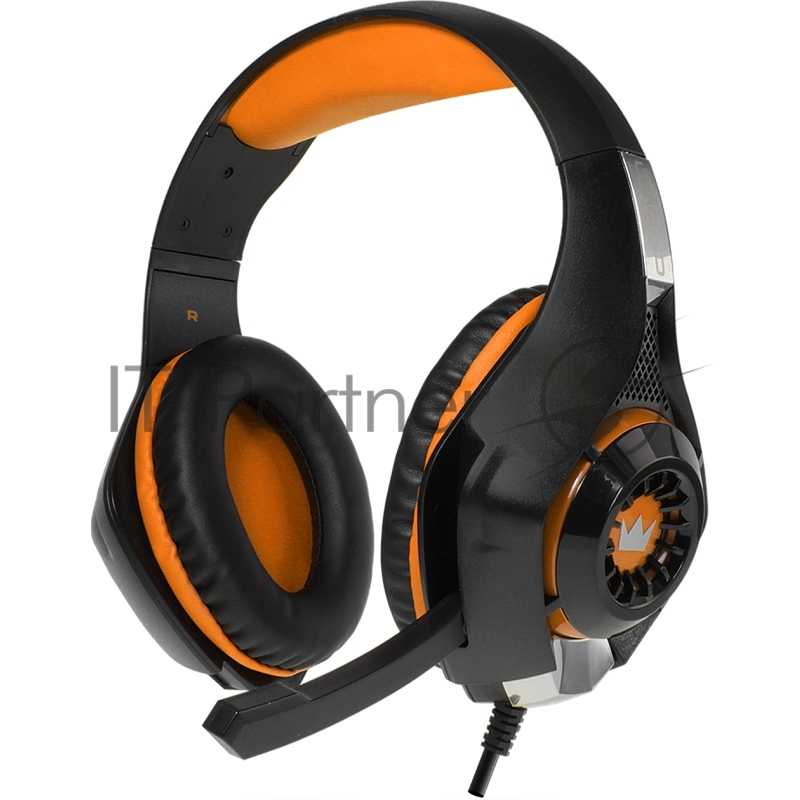 Наушники CROWN CMGH-102T Black&orange (Подключение USB, встроенная аудио карта, Частотныи? диапазон: 20Гц-20,000 Гц ,Кабель 2.1м,Размер D 250мм)