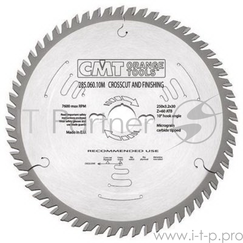 Круг пильный твердосплавный CMT 285.072.13M 315X30X3.2/2.2 10° 15° ATB Z=72