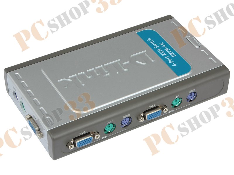 Переключатель KVM на 4 ПК D-Link DKVM-4K/A7B монитор (D-Sub), клавиатура (PS/2), мышь (PS/2)