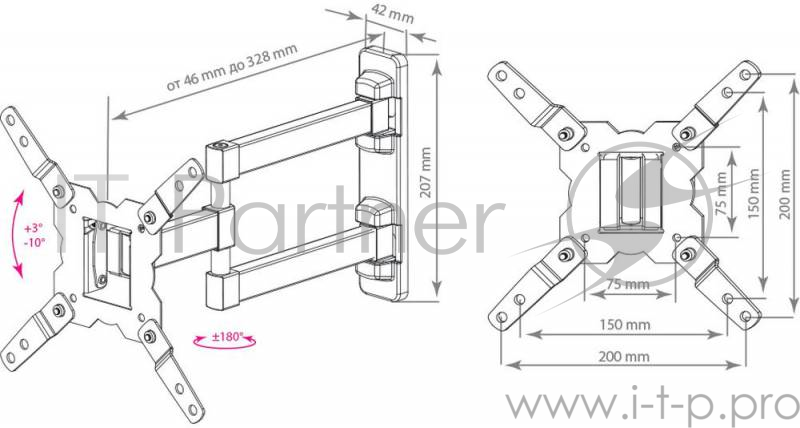 Кронштейн для телевизора Kromax GALACTIC-12 черный 15
