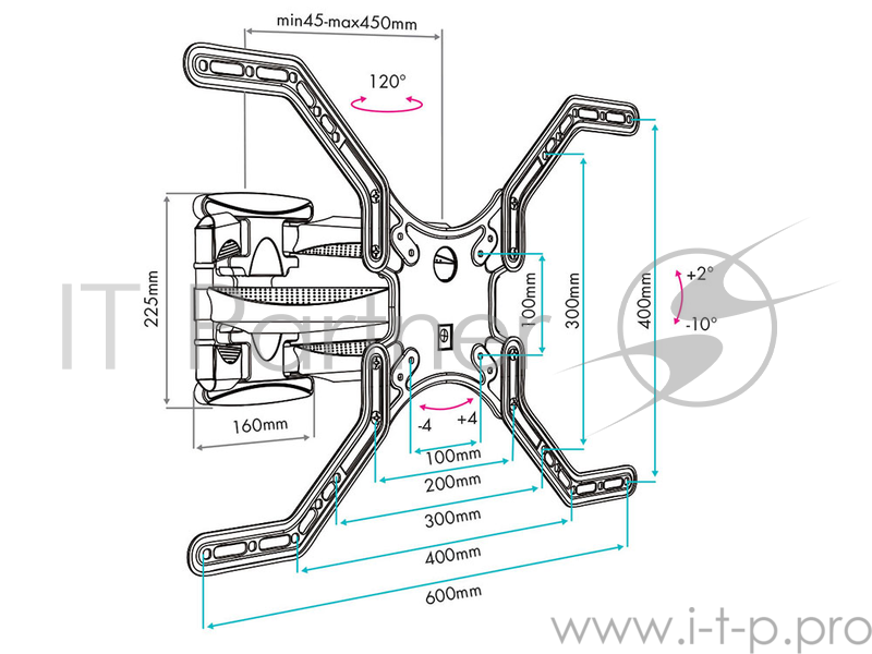 Кронштейн VLK TRENTO-12 BLACK для LED/LCD телевизоров 26
