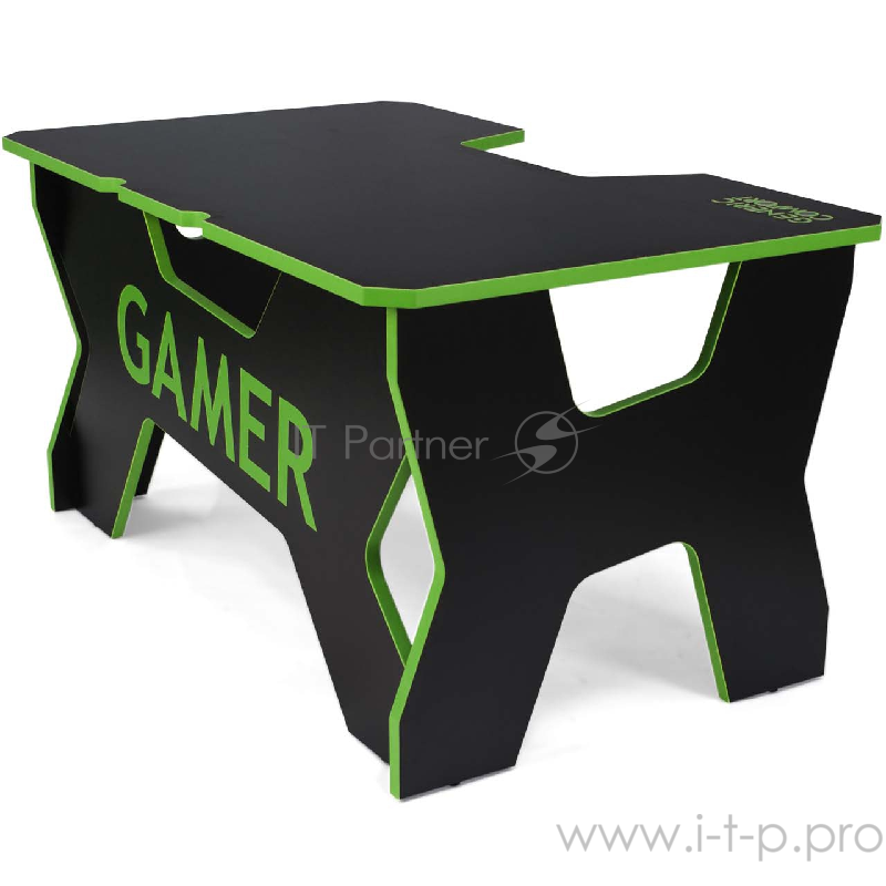 Игровой стол чёрно-зелёный Generic Comfort Gamer2/DS/NE (ЛДСП Е1,150 x 90 x 75)
