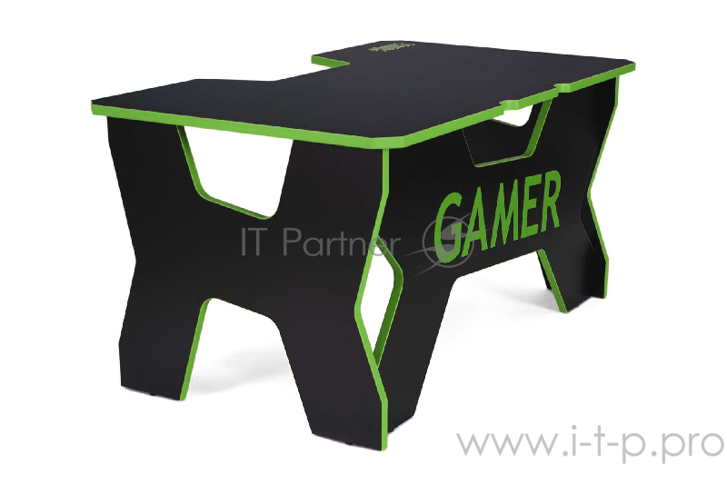 Игровой стол чёрно-зелёный Generic Comfort Gamer2/DS/NE (ЛДСП Е1,150 x 90 x 75)