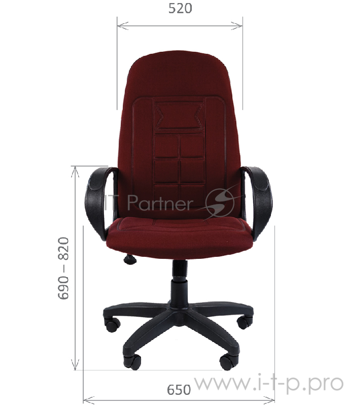 Офисное кресло Chairman 727 бордовое (ткань, пластик, газпатрон 3 кл, ролики, механизм качания)