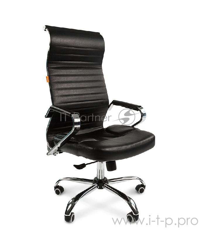 Офисное кресло Chairman 700 чёрное (экокожа, хромированный металл, газпатрон 3 кл, ролики, механизм качания)