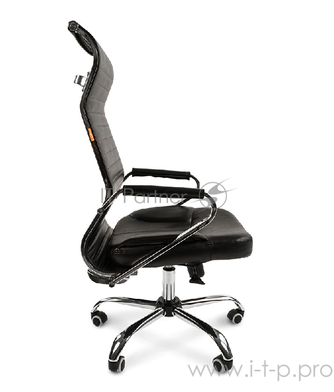 Офисное кресло Chairman 700 чёрное (экокожа, хромированный металл, газпатрон 3 кл, ролики, механизм качания)