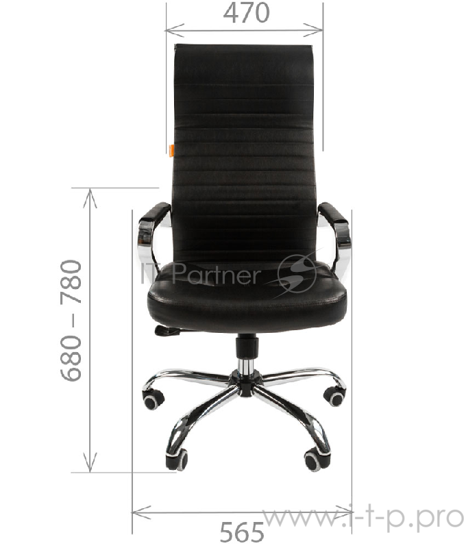 Офисное кресло Chairman 700 чёрное (экокожа, хромированный металл, газпатрон 3 кл, ролики, механизм качания)