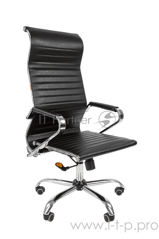 Офисное кресло Chairman 701 чёрное (экокожа, хромированный металл, газпатрон 3 кл, ролики, механизм качания)