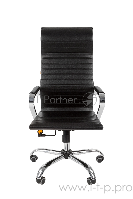 Офисное кресло Chairman 701 чёрное (экокожа, хромированный металл, газпатрон 3 кл, ролики, механизм качания)