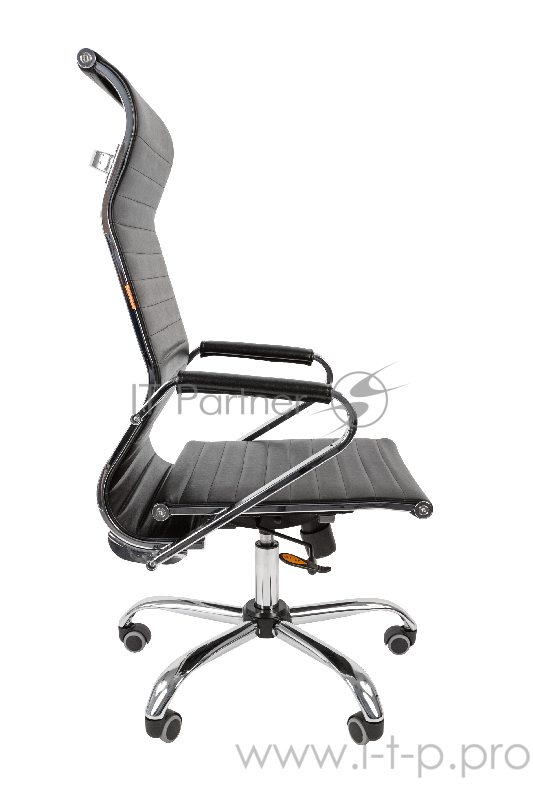 Офисное кресло Chairman 701 чёрное (экокожа, хромированный металл, газпатрон 3 кл, ролики, механизм качания)