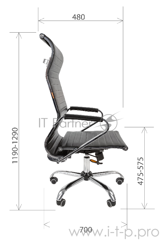 Офисное кресло Chairman 701 чёрное (экокожа, хромированный металл, газпатрон 3 кл, ролики, механизм качания)