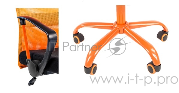 Офисное кресло Chairman 610 CMet чёрное/оранжевое (ткань, сетчатый акрил, пластик/металл, газпатрон 3 кл, ролики, механизм качания)