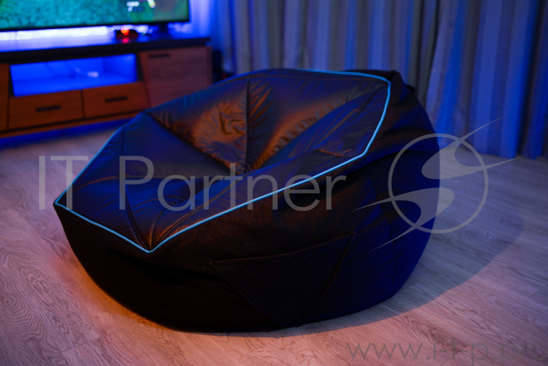 Кресло-мешок Aerocool P7-BB1 (чехол без наполнителя) , до 100 кг, джинсовая ткань, ШхДхВ: 110х110х49см, объём наполнителя: 480л (3-мм частицы)