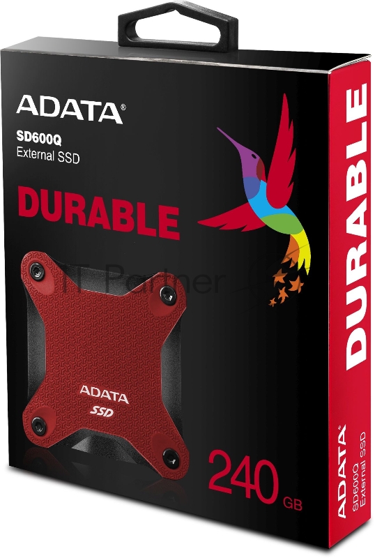 Внешний SSD ADATA External 240Gb SD600Q Series <ASD600Q-240GU31-CRD> (USB3.1, 440/430Mbs, 3D QLC, 80х15х80mm, 60g) Red