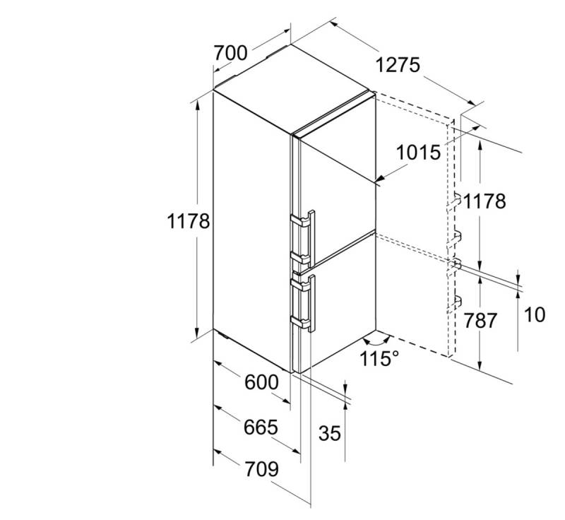 Холодильник Liebherr CBNef 5715 серебристый (двухкамерный)