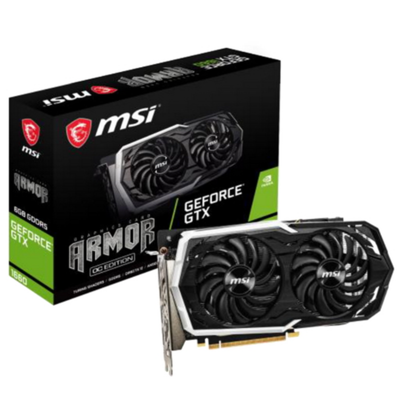 Видеокарта MSI PCI-E GTX 1660 ARMOR 6G OC nVidia GeForce GTX 1660 6144Mb 192bit GDDR5 1530/8000/HDMIx1/DPx3/HDCP Ret