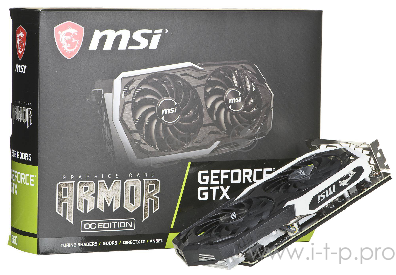 Видеокарта MSI PCI-E GTX 1660 ARMOR 6G OC nVidia GeForce GTX 1660 6144Mb 192bit GDDR5 1530/8000/HDMIx1/DPx3/HDCP Ret