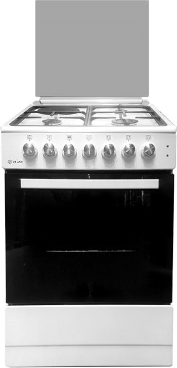 Плита Комбинированная De Luxe 606031.12гэ 001 белый (стеклянная крышка) реш.чугун