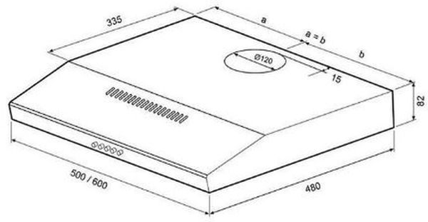 Вытяжка козырьковая Shindo Itea 50 B черный управление: кнопочное (1 мотор)