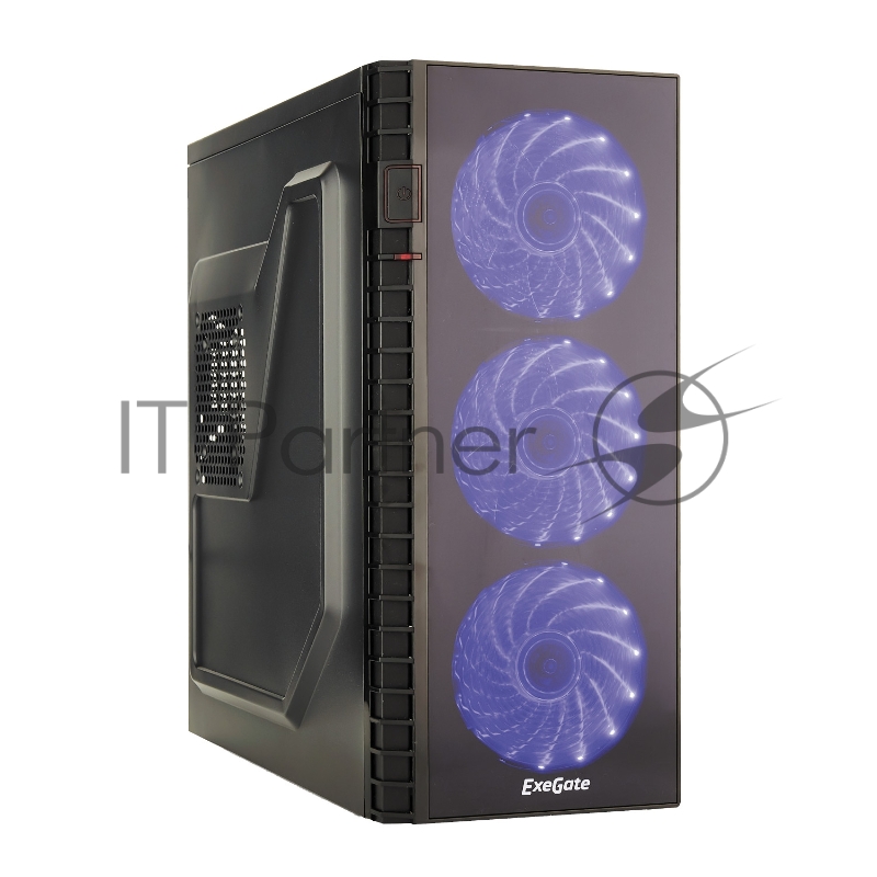 Корпуса Exegate EX278421RUS Корпус Miditower Exegate EVO-7216 Black-Blue light, ATX, без БП, 1*USB+1*USB3.0, Audio